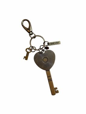 Nine West Antique Brass Heart Keychain Charm